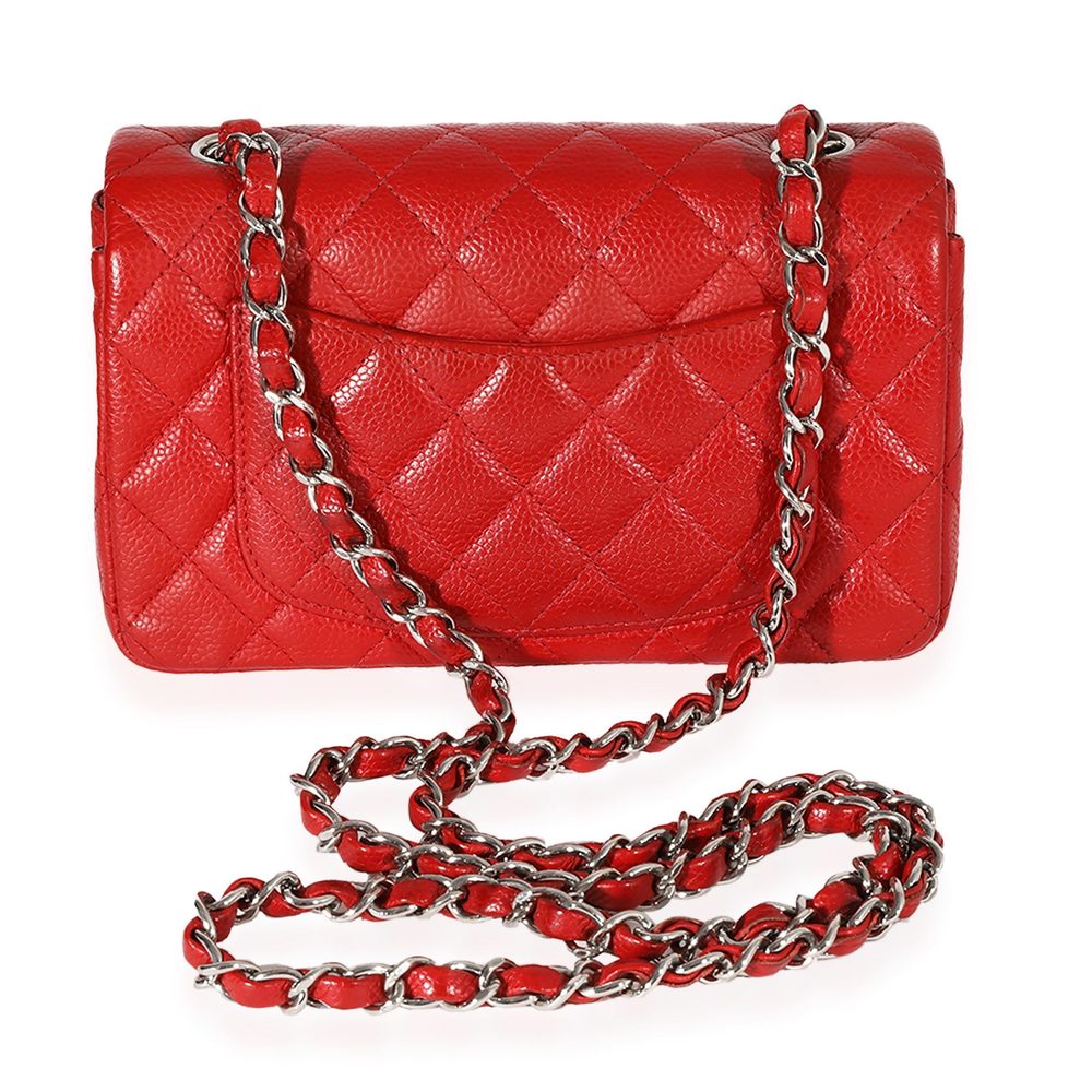 Chanel Red Quilted Caviar Mini Rectangular Classic Flap - Picture 4 of 8